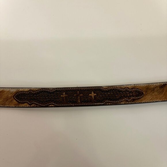 Ranger Western Cross Design Leather Belt 40 in Genuine Handtooled Cowhide WB3582 - Picture 2 of 8